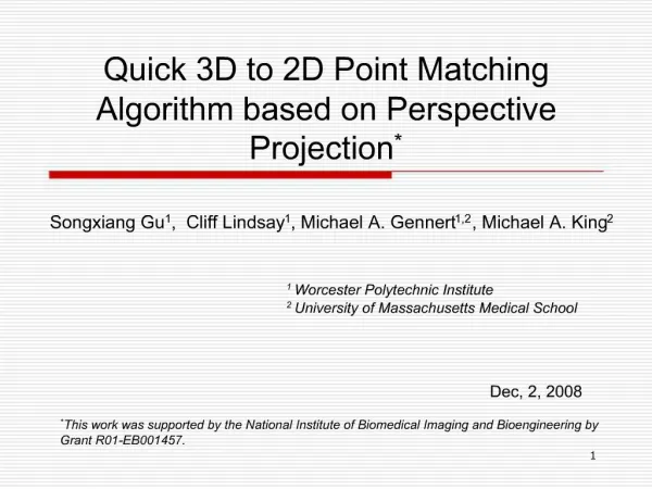 Quick 3D to 2D Point Matching Algorithm based on Perspective Projection