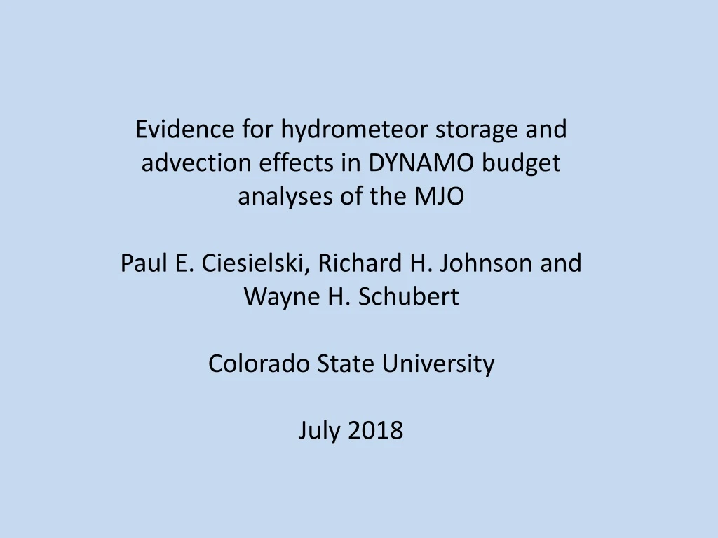 evidence for hydrometeor storage and advection