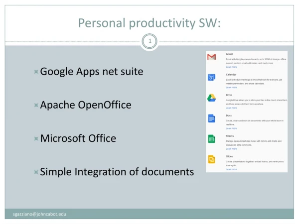 Personal productivity SW: