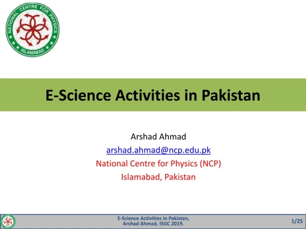 E-Science Activities in Pakistan