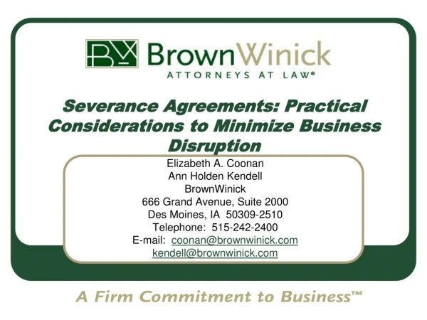 Severance Agreements: Practical Considerations to Minimize Business Disruption