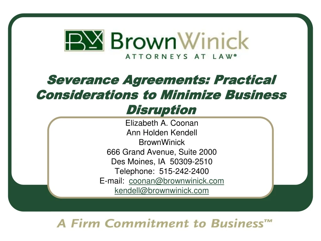 severance agreements practical considerations to minimize business disruption