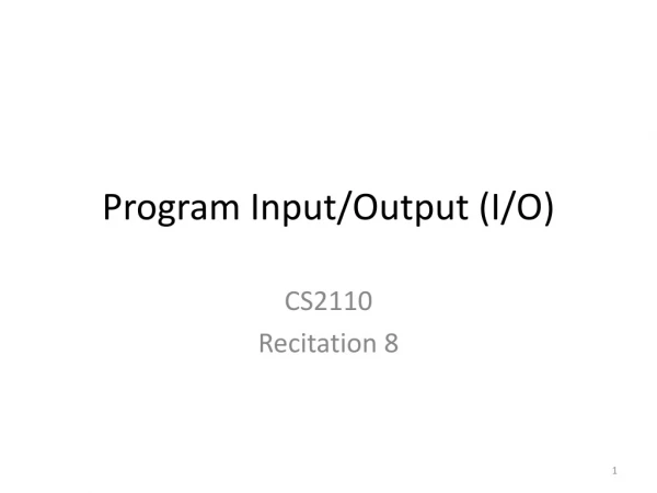 Program Input/Output (I/O)