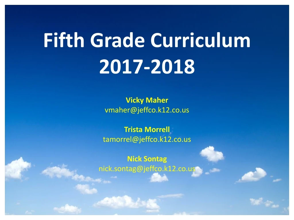 fifth grade curriculum 2017 2018
