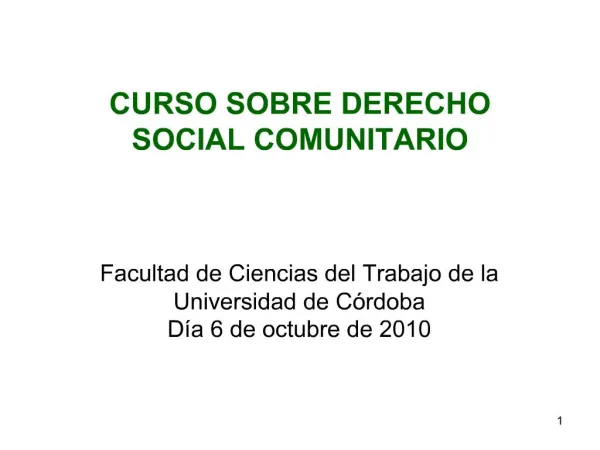 CURSO SOBRE DERECHO SOCIAL COMUNITARIO