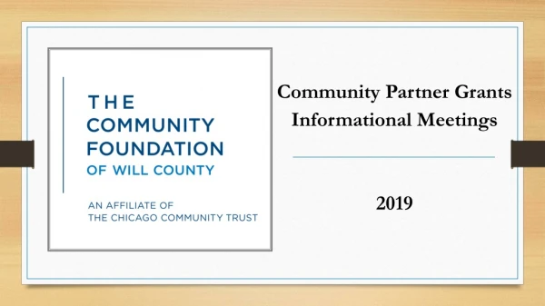 Community Partner Grants Informational Meetings 2019