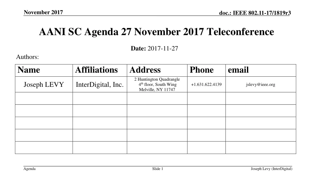 aani sc agenda 27 november 2017 teleconference