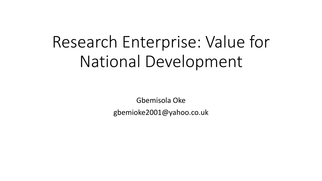 research enterprise value for national development