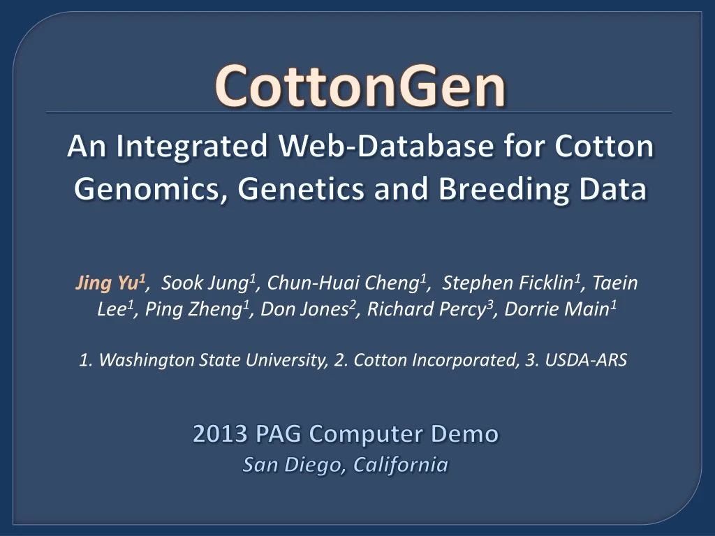 cottongen an integrated web database for cotton