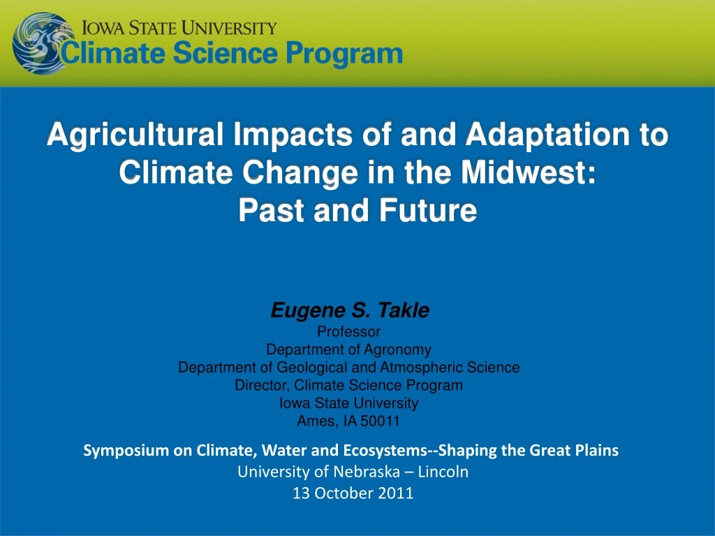 agricultural impacts of and adaptation to climate change in the midwest past and future