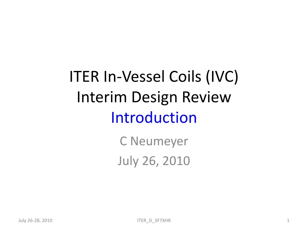 iter in vessel coils ivc interim design review introduction
