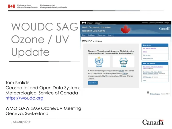 WOUDC SAG Ozone / UV Update