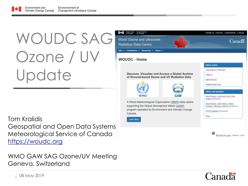 woudc sag ozone uv update