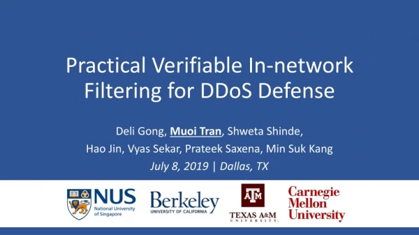 Practical Verifiable In-network Filtering for DDoS Defense