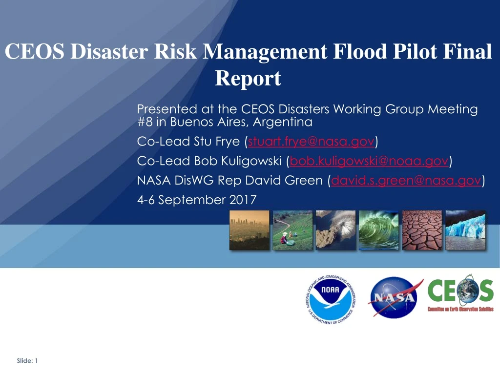 ceos disaster risk management flood pilot final report