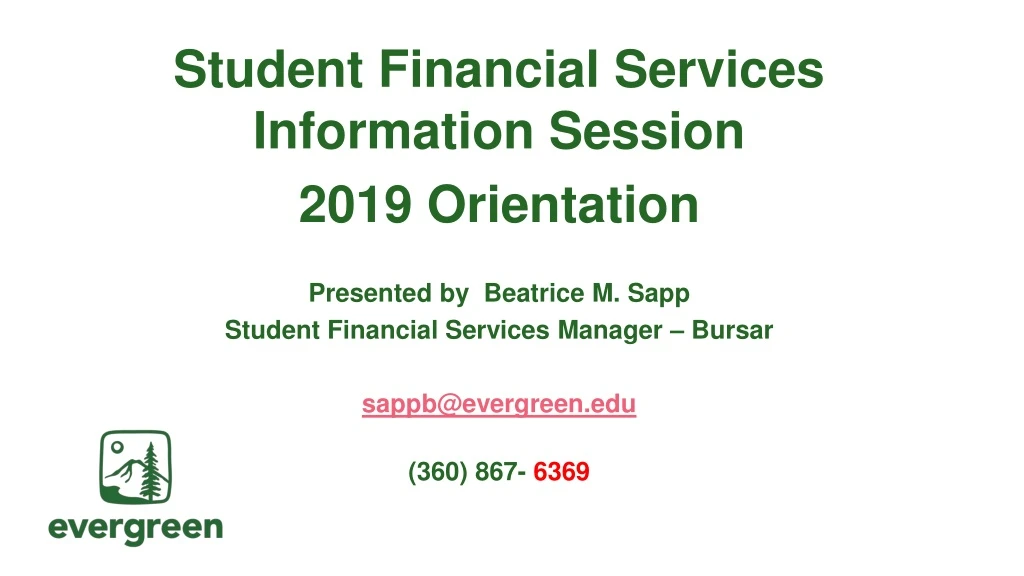 student financial services information session