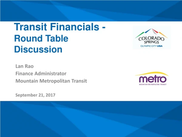 Transit Financials - Round Table Discussion