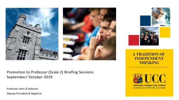 Promotion to Professor (Scale 2) Briefing Sessions September/ October 2019