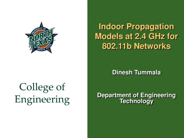 Indoor Propagation Models at 2.4 GHz for 802.11b Networks