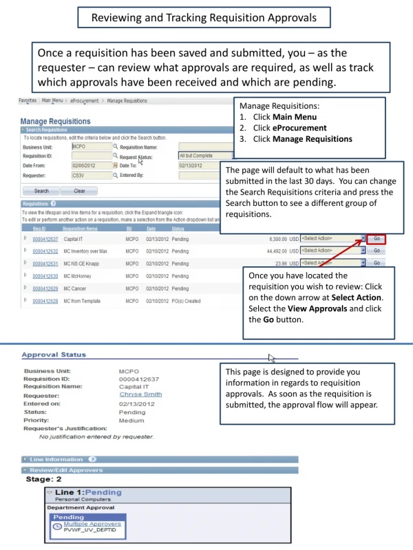 Reviewing and Tracking Requisition Approvals