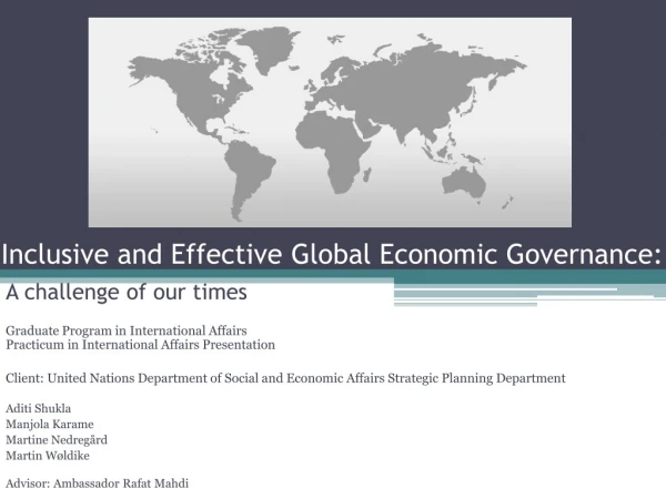 Inclusive and Effective Global Economic Governance: