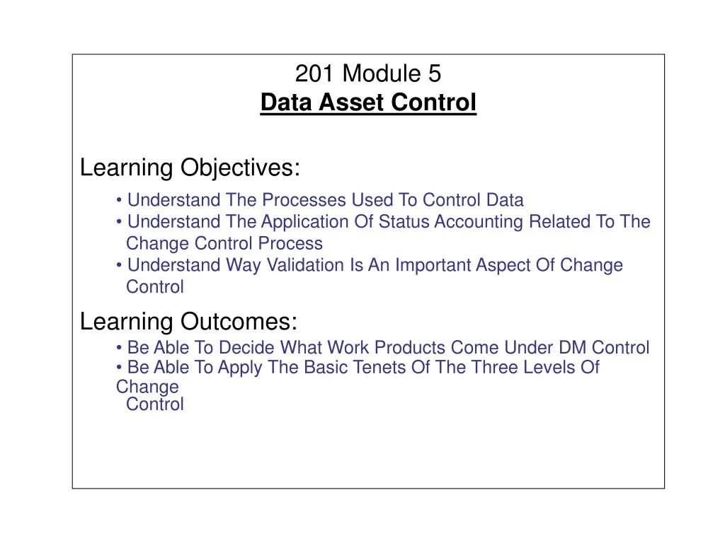 201 module 5 data asset control learning
