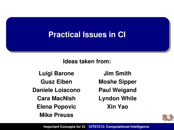 Practical Issues in CI