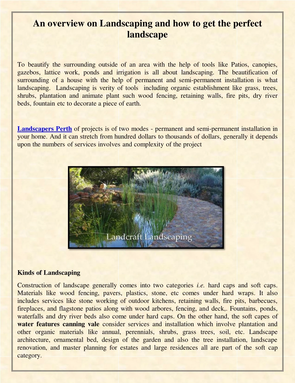 an overview on landscaping