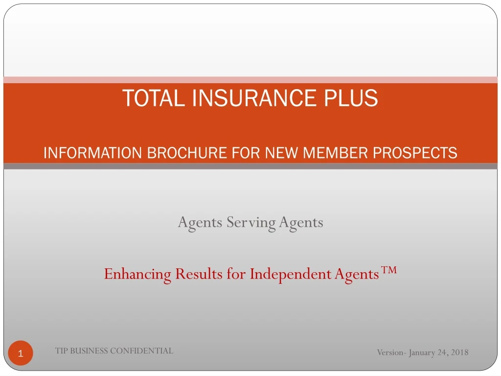 total insurance plus information brochure for new member prospects