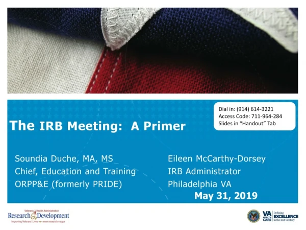 The IRB Meeting: A Primer