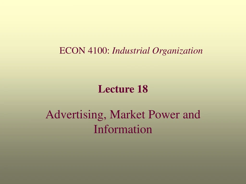 econ 4100 industrial organization