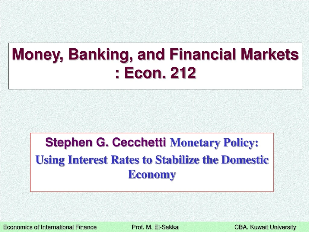 money banking and financial markets econ 212