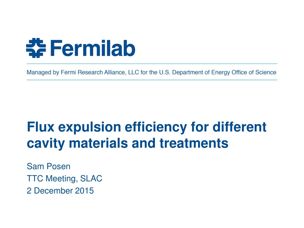 flux expulsion efficiency for different cavity materials and treatments