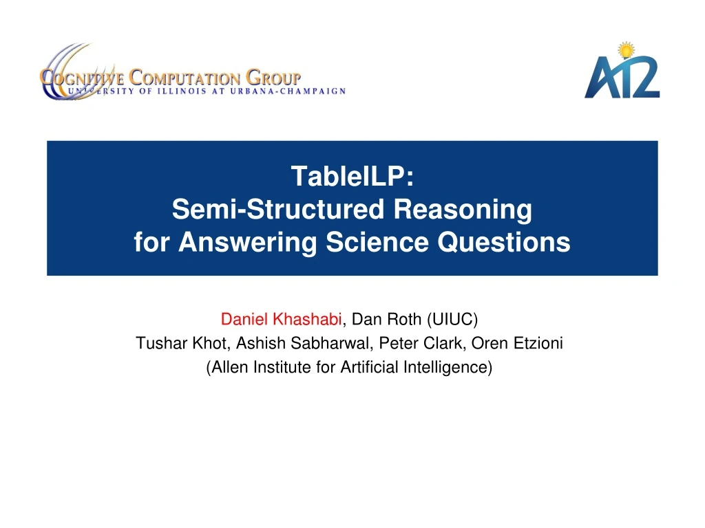 tableilp semi structured reasoning for answering science questions