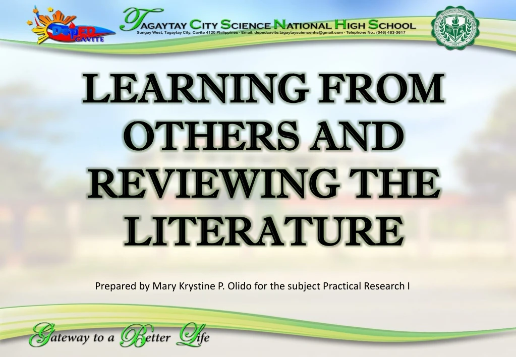 learning from others and reviewing the literature