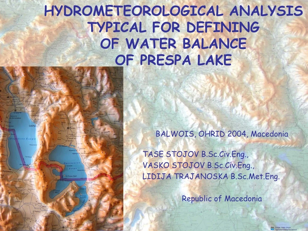 hydrometeorological analysis typical for defining of water balance of prespa lake