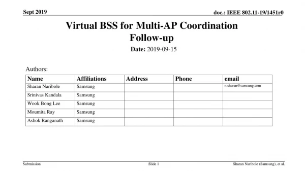 Virtual BSS for Multi-AP Coordination Follow-up