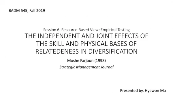 Moshe Farjoun (1998) Strategic Management Journal