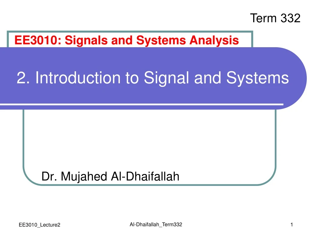 2 introduction to signal and systems