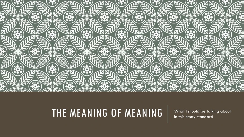 the meaning of meaning