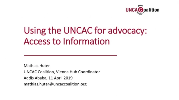 Using the UNCAC for advocacy: Access to Information