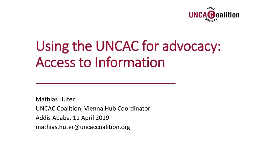 using the uncac for advocacy access to information