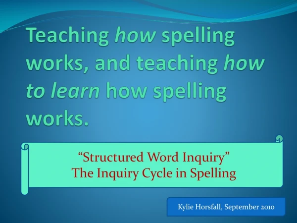 Teaching how spelling works, and teaching how to learn how spelling works.