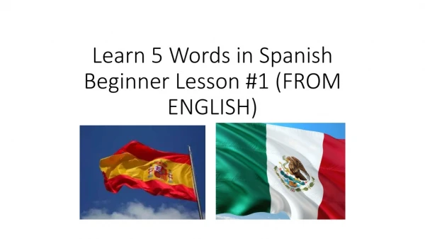 Learn 5 Words in Spanish Beginner Lesson #1 (FROM ENGLISH)