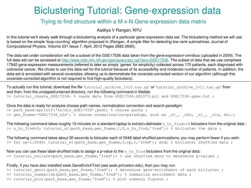 biclustering tutorial gene expression data