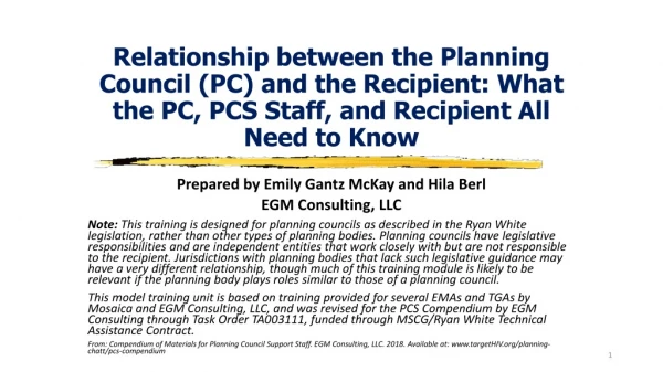 Prepared by Emily Gantz McKay and Hila Berl EGM Consulting, LLC