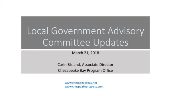 Local Government Advisory Committee Updates
