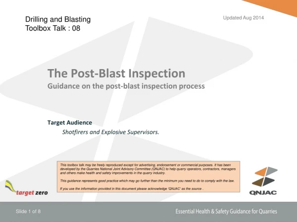 The Post-Blast Inspection Guidance on the post-blast inspection process