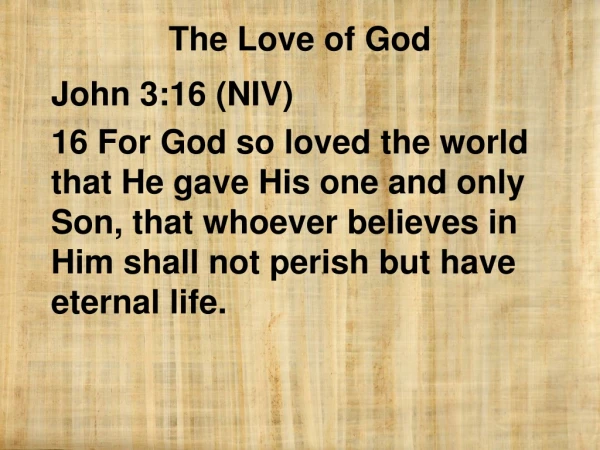 John 3:16 (NIV)
