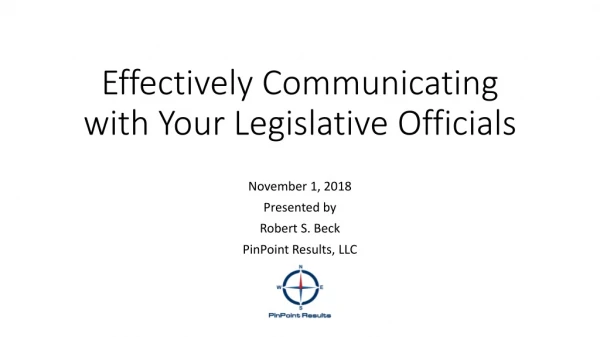 Effectively Communicating with Your Legislative Officials